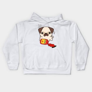 Funny Pug Spilled Hot Sauce Kids Hoodie